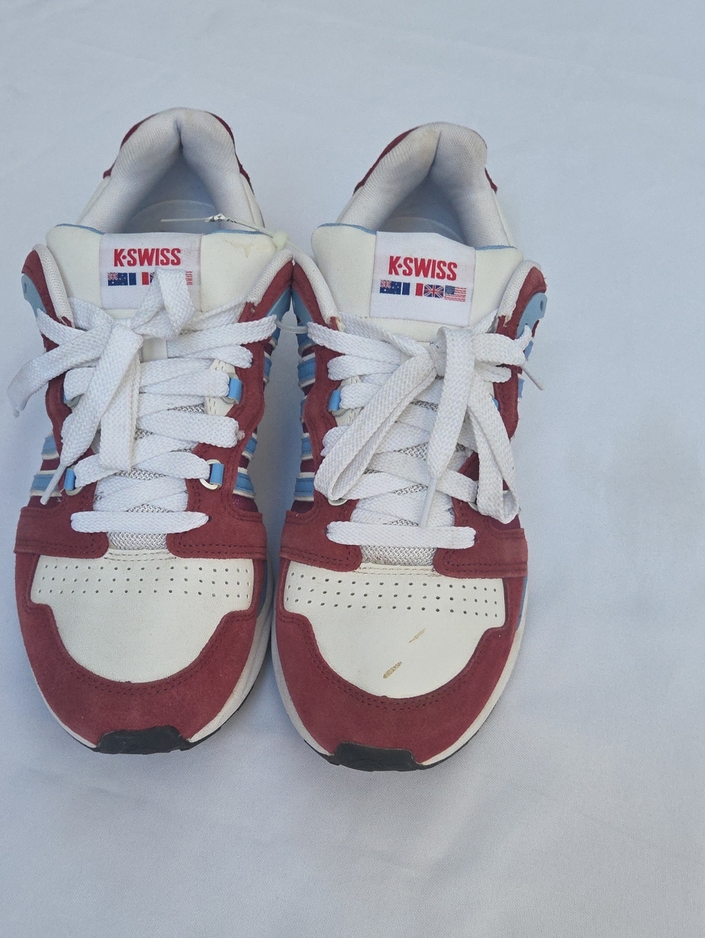 K-Swiss White and Red Men’s Athletic Sneakers